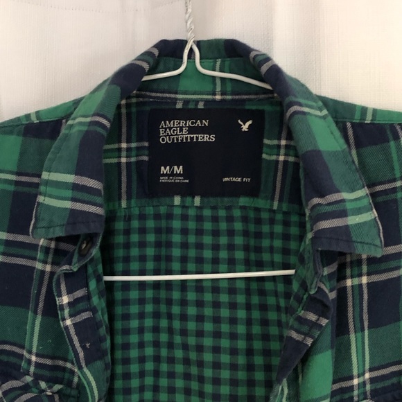 American Eagle Green Plaid Button Up - Picture 2 of 3